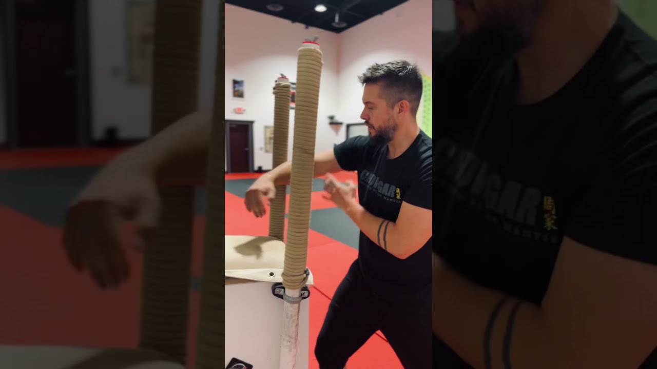 🤜💥😣It hurts but it&rsquo;s worth it. Developed from Southern Praying Mantis Kung Fu. #woodendummy