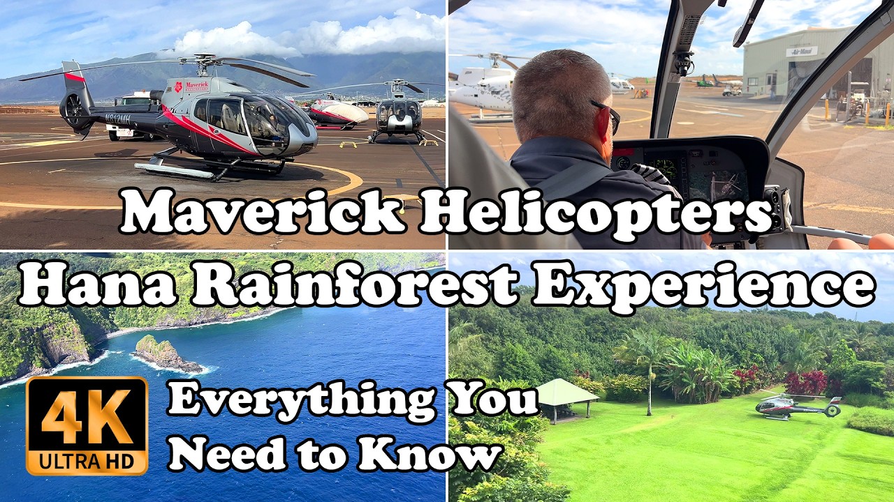 Maverick Helicopters Hana Rainforest Experience from Hawaii Maui Kahului Heliport in 4K