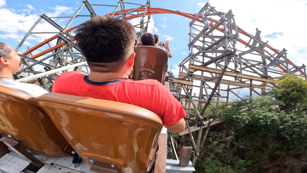 Iron Rattler POV - Six Flags Fiesta Texas Cliff Dive Roller Coaster [BACKSEAT]