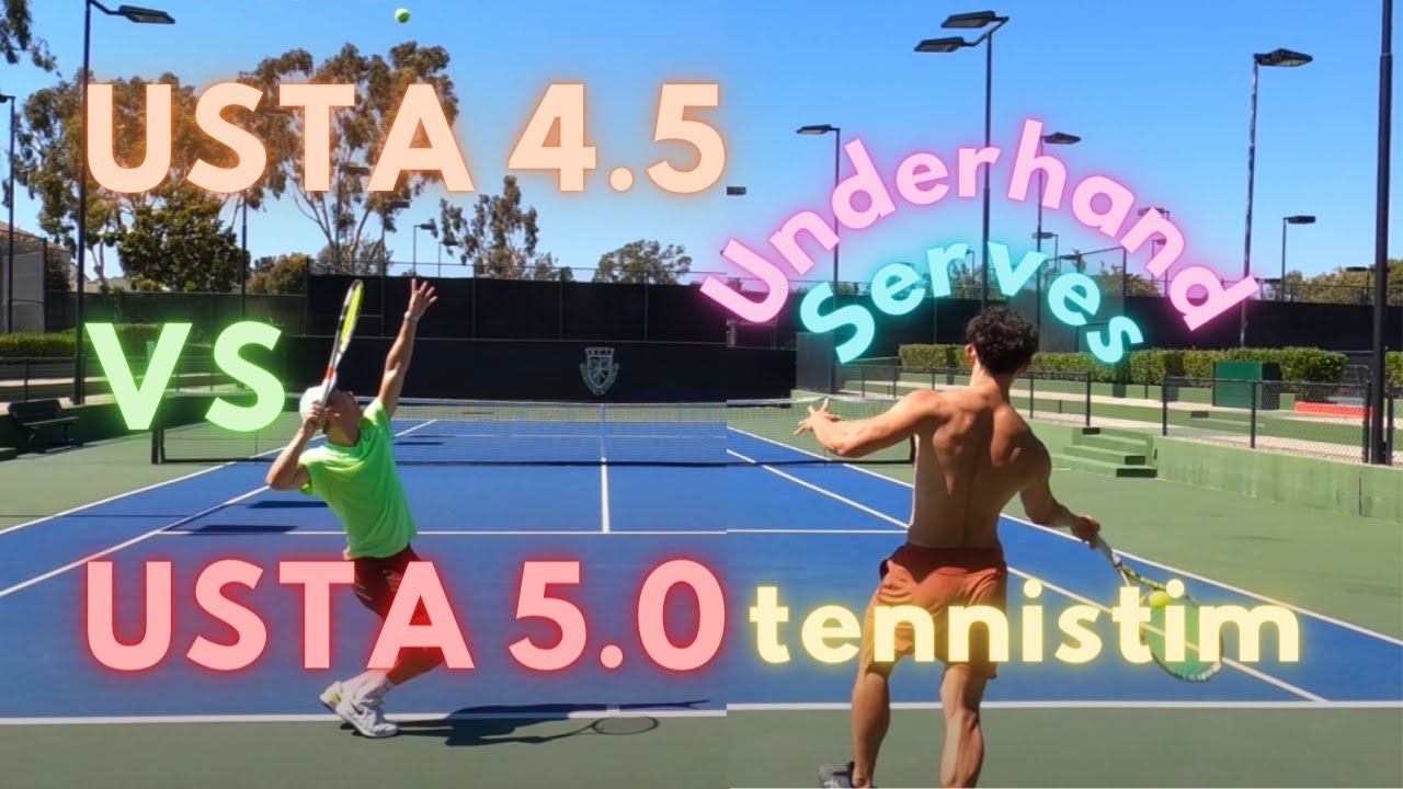 USTA 4.5 vs USTA 5.0 tennistim | Underhand Serving | Singles Set Tennis Highlights