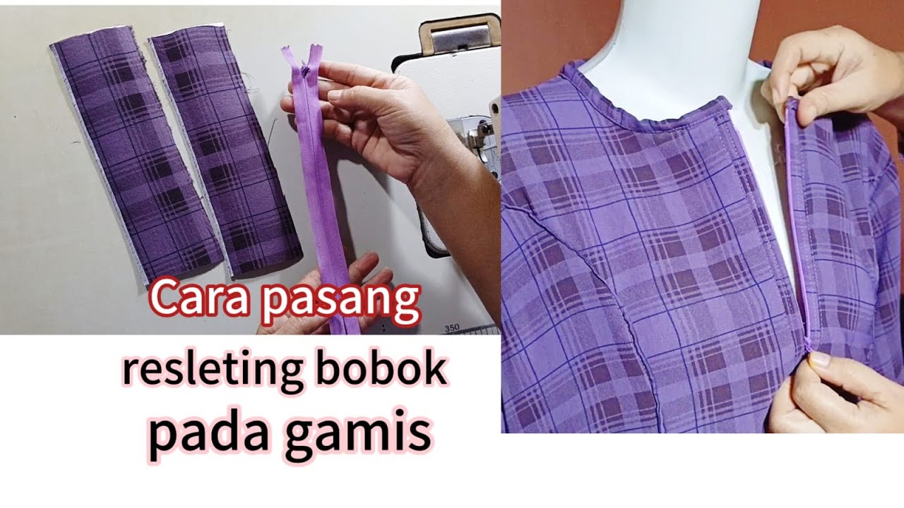 Cara menjahit resleting bobok pada gamis