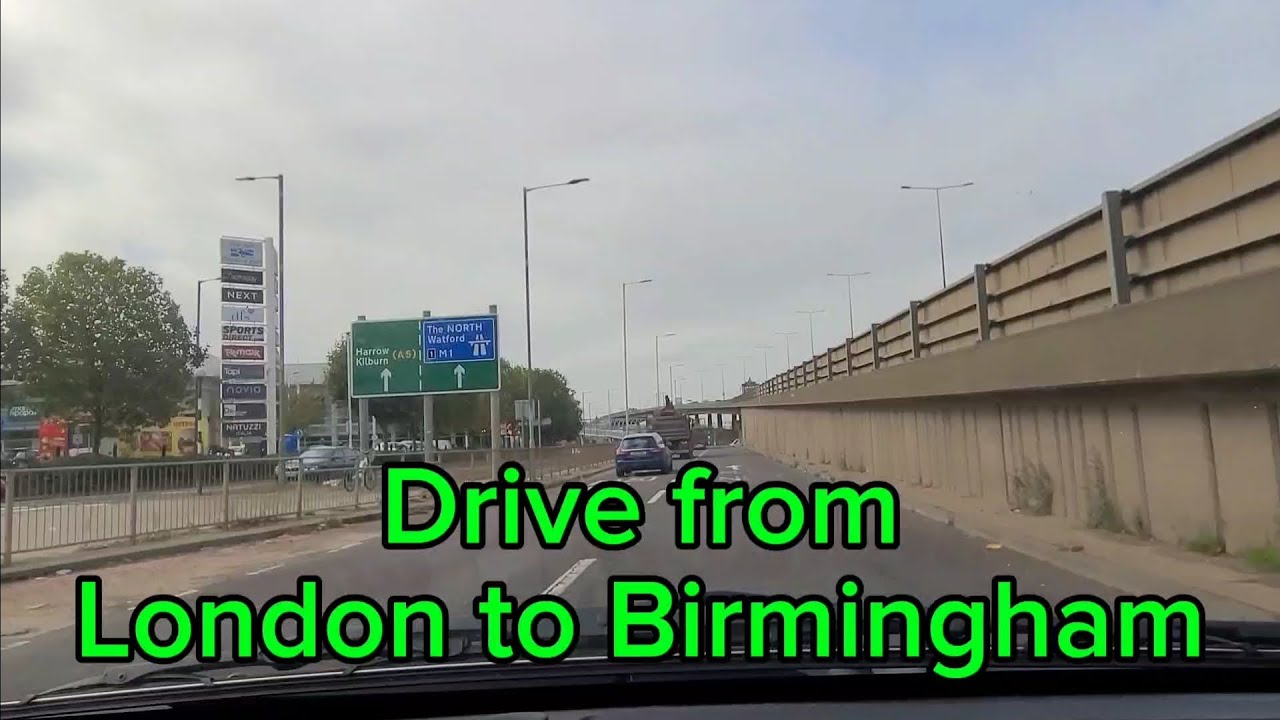 Drive from London to Birmingham using M1 and M6