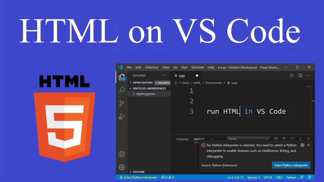 How to run HTML file on Visual Studio Code (2020)