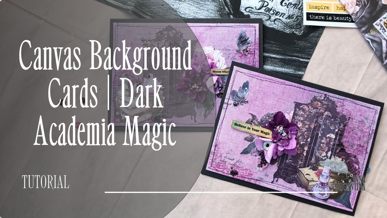 Dark Academia Cards Tutorial | Mixed Media Canvas Background. #scrapbooking 