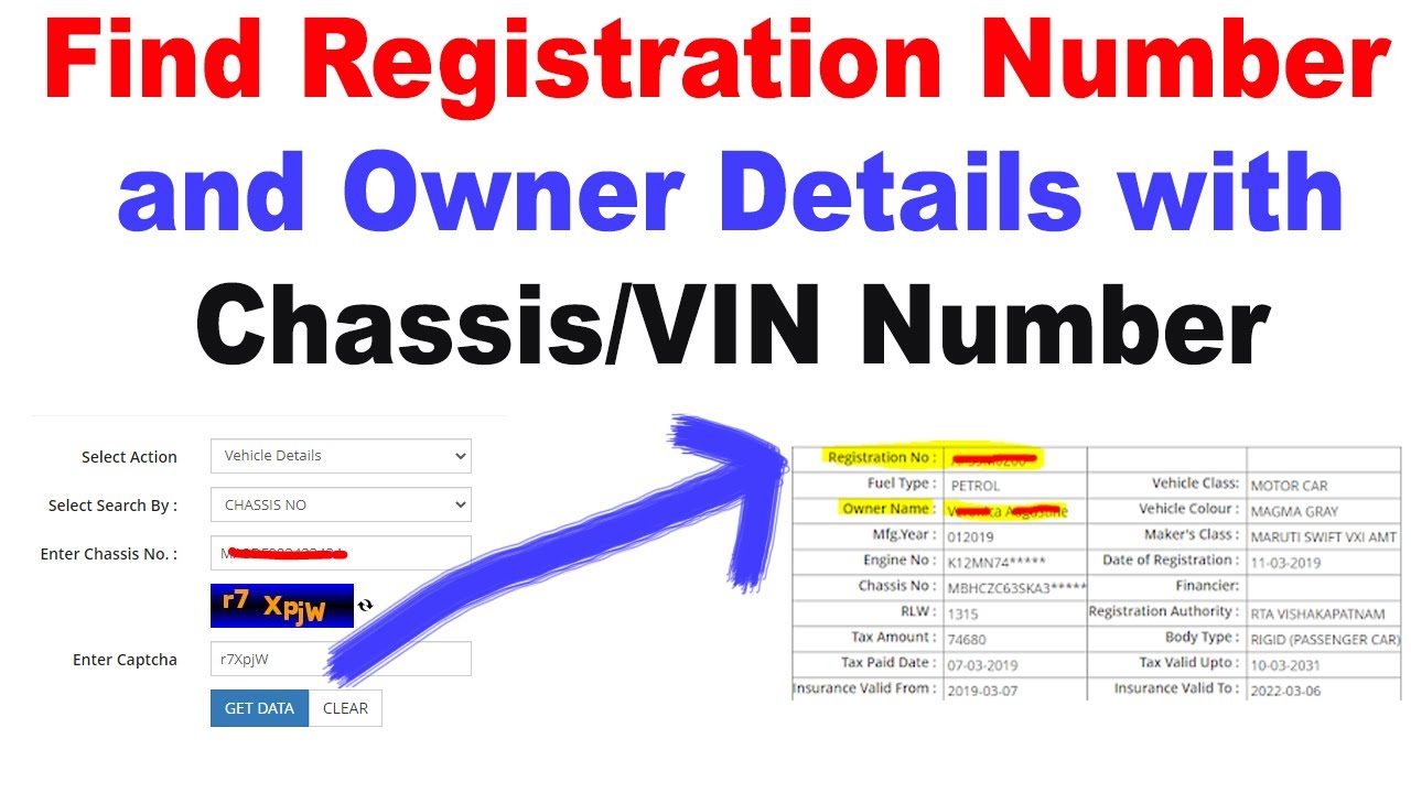 How to find registration number with chassis number || how to find owner of vehicle by vin number