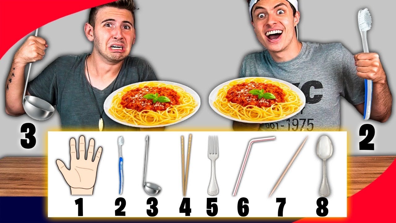 ESSA FOI A VIRADA MAIS ÉPICA DO CANAL! (QUEM COME MAIS RÁPIDO COM UTENSÍLIOS BIZARROS!) - Desafio