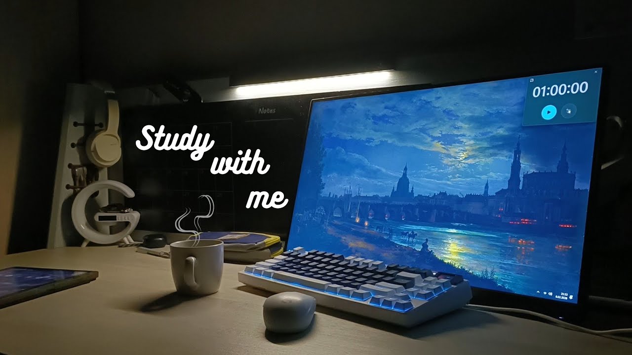 Study With Me for 2 Hours 📝 60 min Study + 10 min Break | Calm & Productive