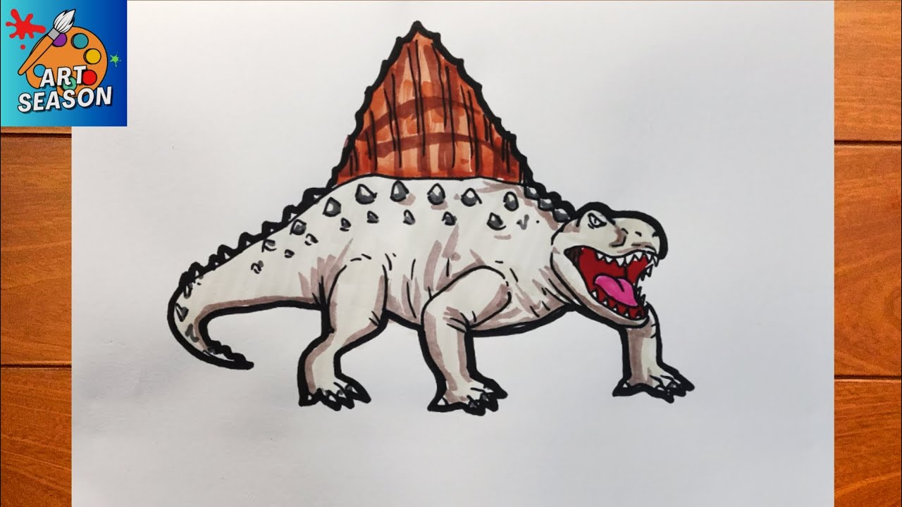 How to Draw Dimetrodon | Dinosaur Drawing