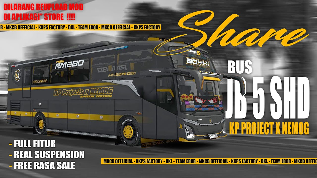 SHAREEE!!! MOD BUS JETBUS 5 SHD  @KPPROJECTSMAX  X  NEMOG || BUSSID MOD INDONESIA