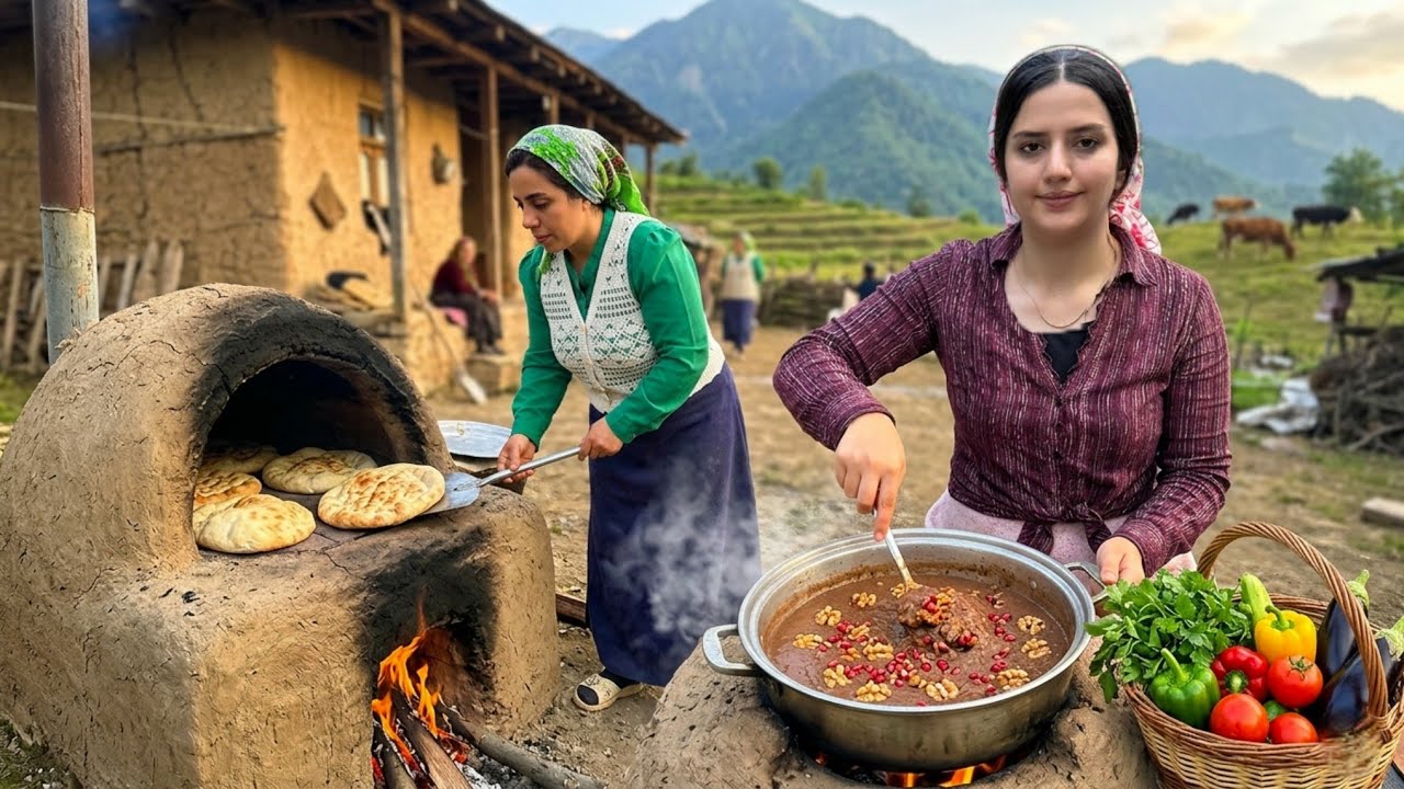 Baking multi-grain bread and a simple dinner in the village