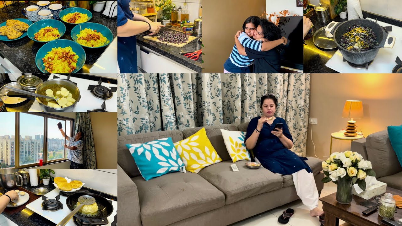 SUNDAY MORNING BREAKFAST TO DINNER ROUTINE | Hara Masala Dum Aloo | Homemakers Joyful Day vlog