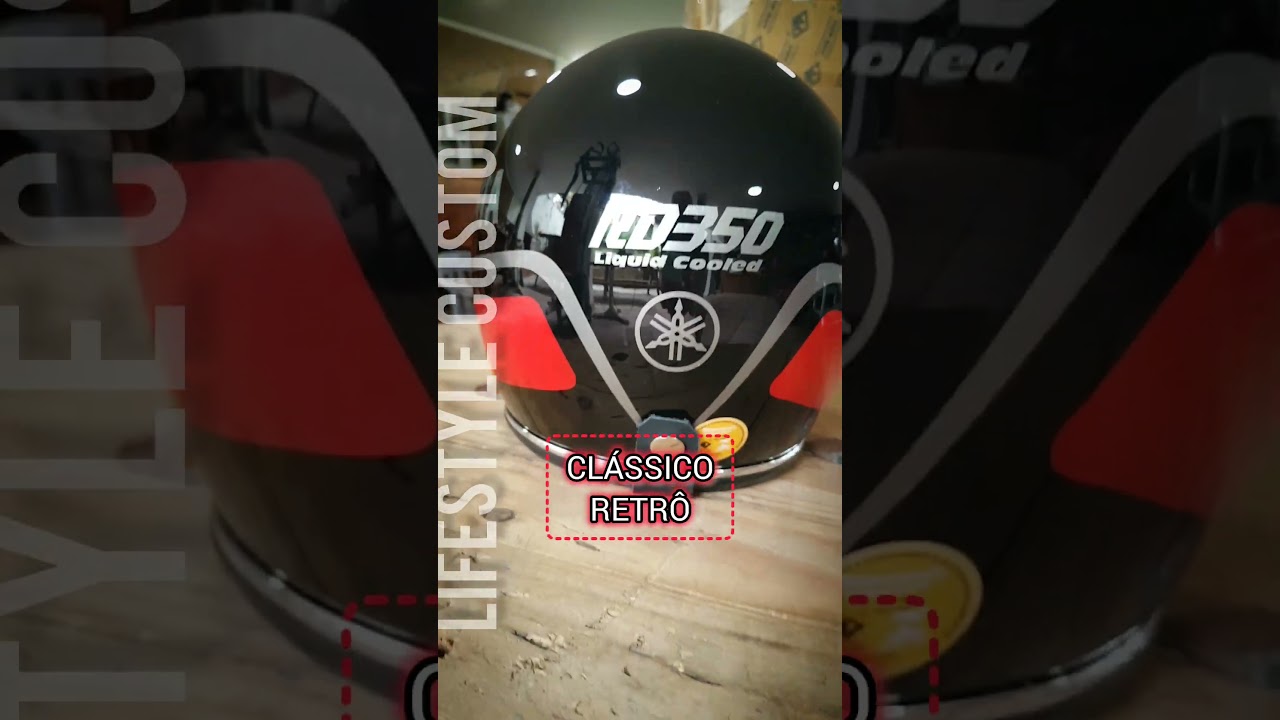 YAMAHA RD 350 LC BLACK - CAPACETE RETRÔ PERSONALIZADO LIFESTYLE CUSTOM 