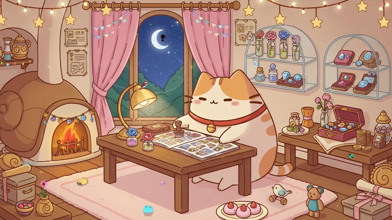 Cloudy’s Cat Relax Night 🗝️ Magical Room Ambience ✨ Peaceful Music Lofi