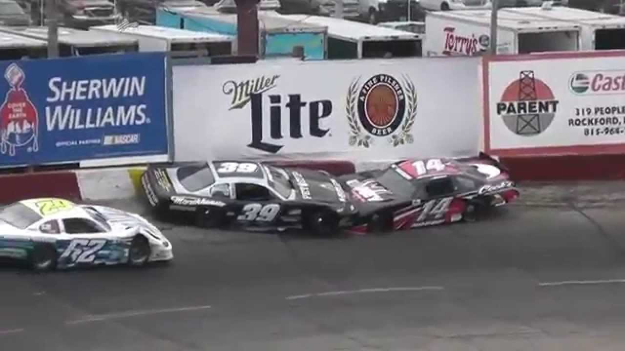 2015 Spring Classic - Rockford Speedway - Big8 Series Race spins...