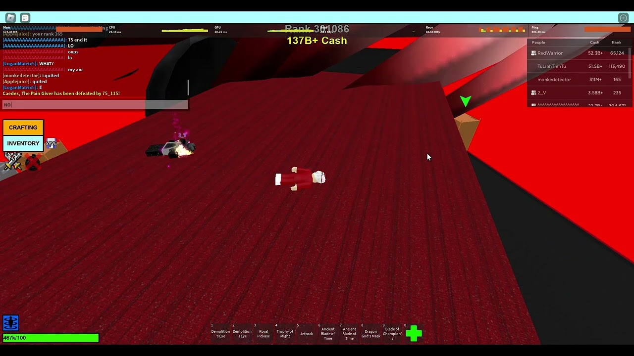 Caedes, the Pain Giver spawns in CRCW - Roblox Classic Retro Craftwars