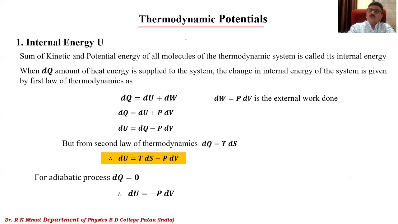Thermal Physics and Statistical Mechanics  Lecture 1: Thermodynamic Potentials