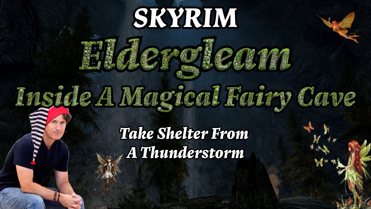 Eldergleam Magical Fairy Cave Ambience, Rain Sounds For Sleep, Skyrim