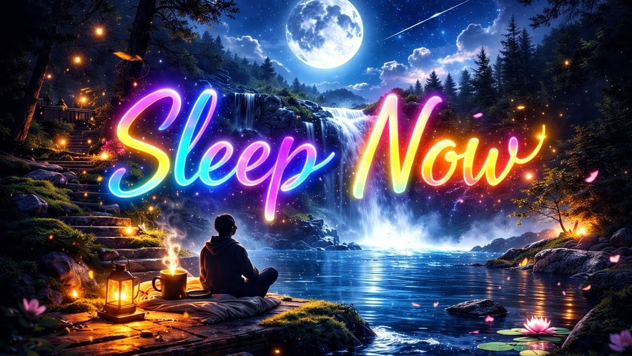 Instant Sleep in Minutes 😴 Calm Night Ambience + Waterfall Sounds