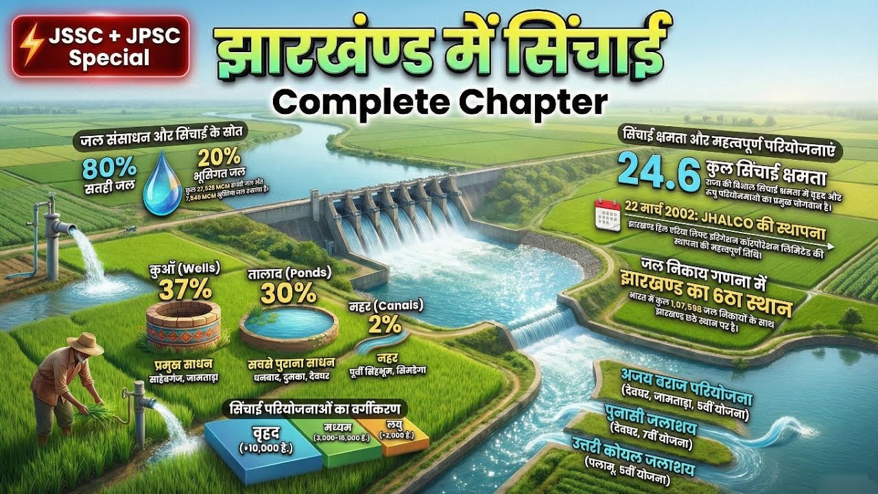 झारखंड में सिंचाई: जल संसाधन से प्रमुख परियोजनाएँ तक | Complete Irrigation System of Jharkhand |