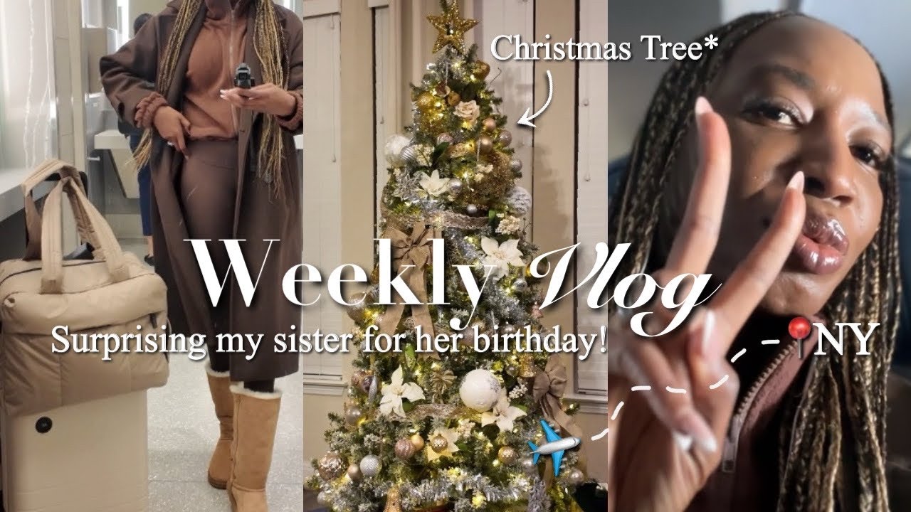 Weekly Vlog:  Christmas Tree Decor, Surprising my sister for her 40th birthday 🎂, New York trip 
