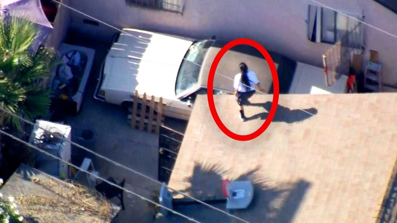 Woman's Insane Acrobatics as She Eludes Cops