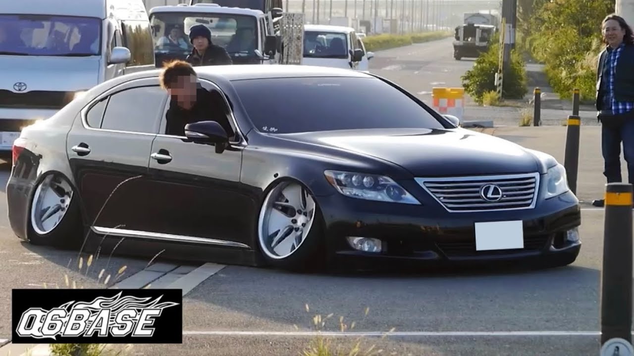 【06BASE 2024④】ド車高短VIP、セダン特集　艶々の高級車が地を這う姿は圧巻‼️低めの段差にも関わらずチョイ亀ホイールスピン‼️