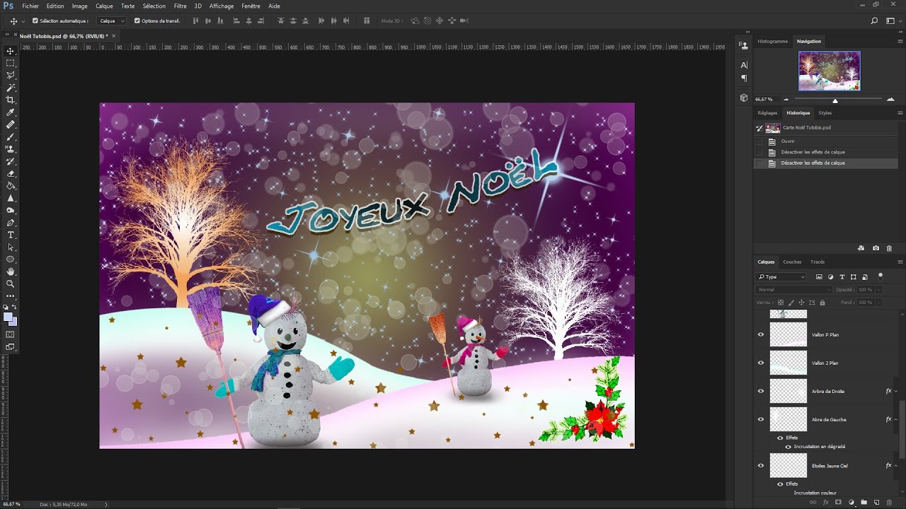 Tutoriel Photoshop cc 2017..Faire une Carte de Noël