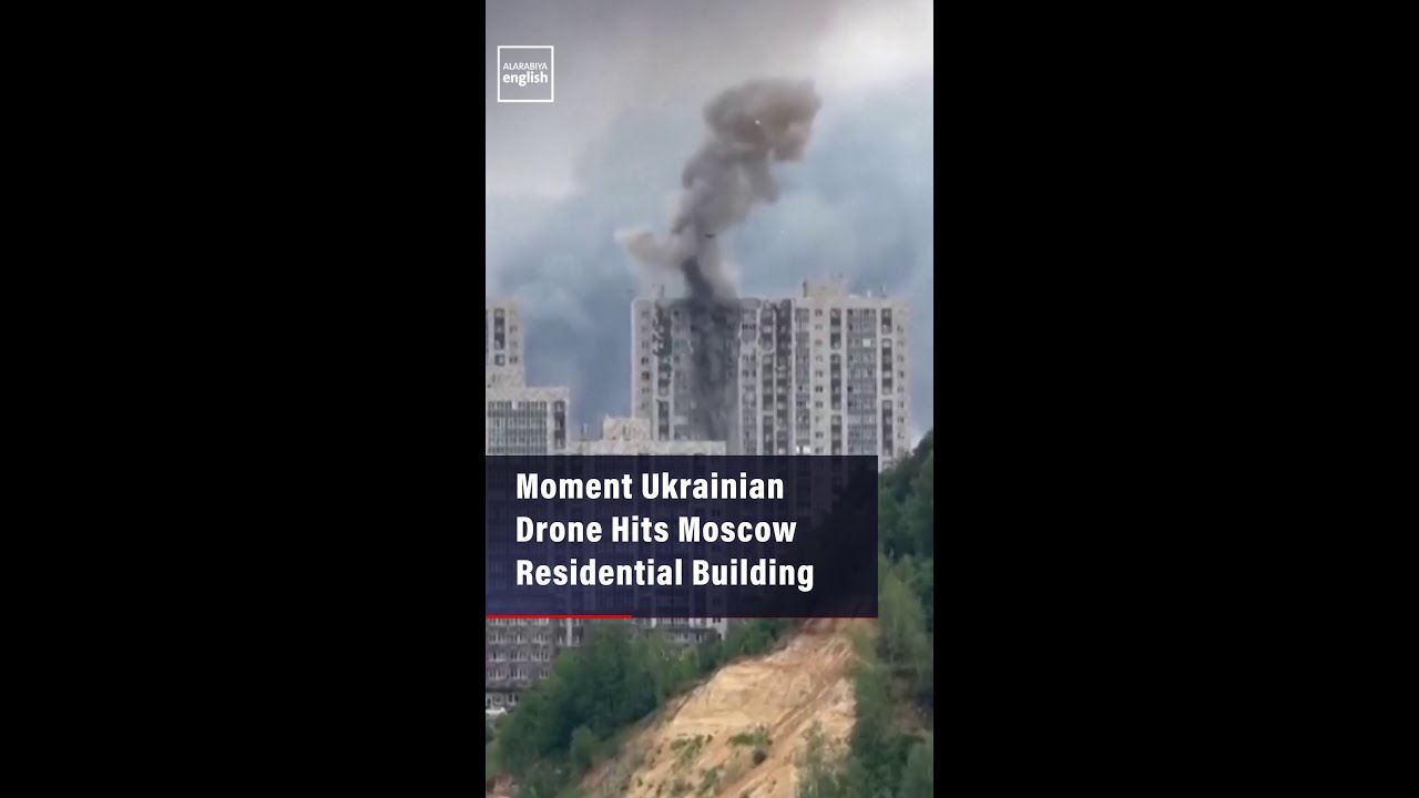 Moment of Ukrainian Drone Hit on Moscow Residential Building
