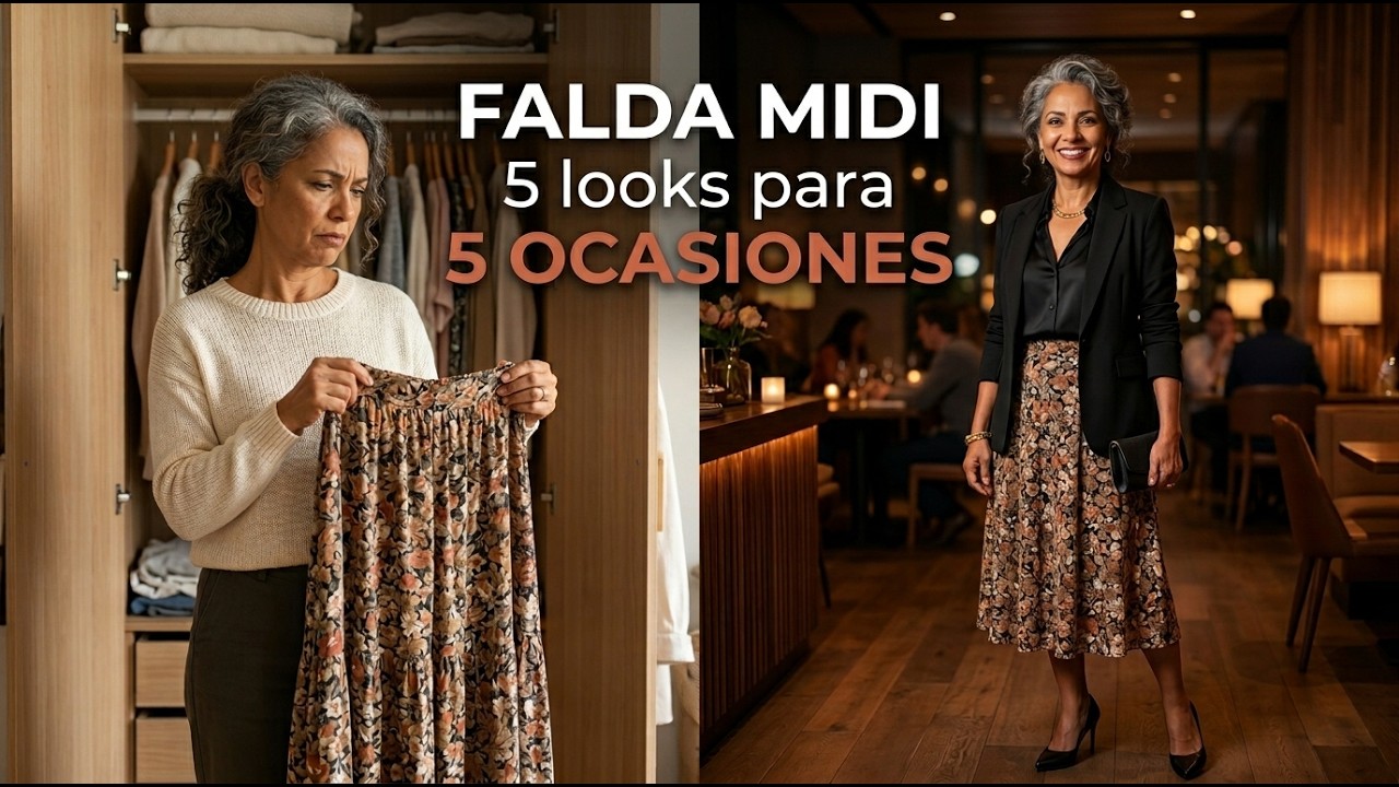 Cómo Usar la Falda Midi en 5 Ocasiones Diferentes después de los 60