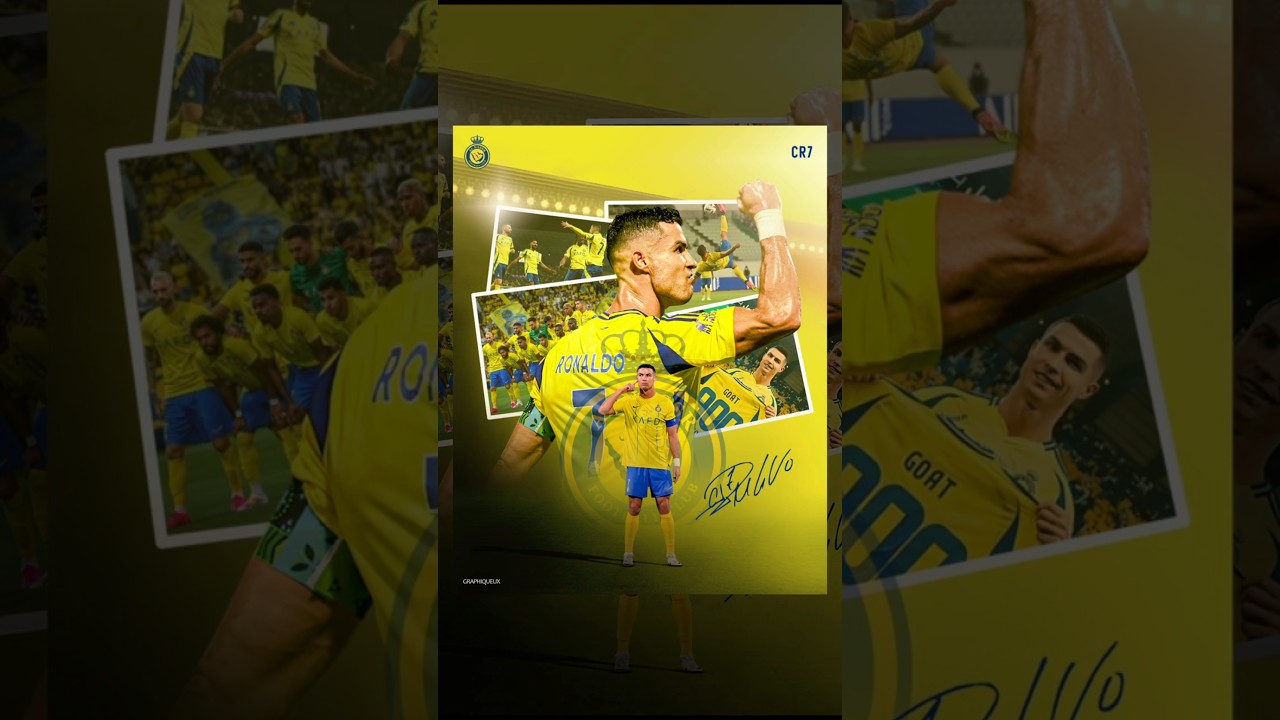 Sports poster designing tutorial using Photoshop 💛 #designtutorial #ronaldo #alnassr #posterart