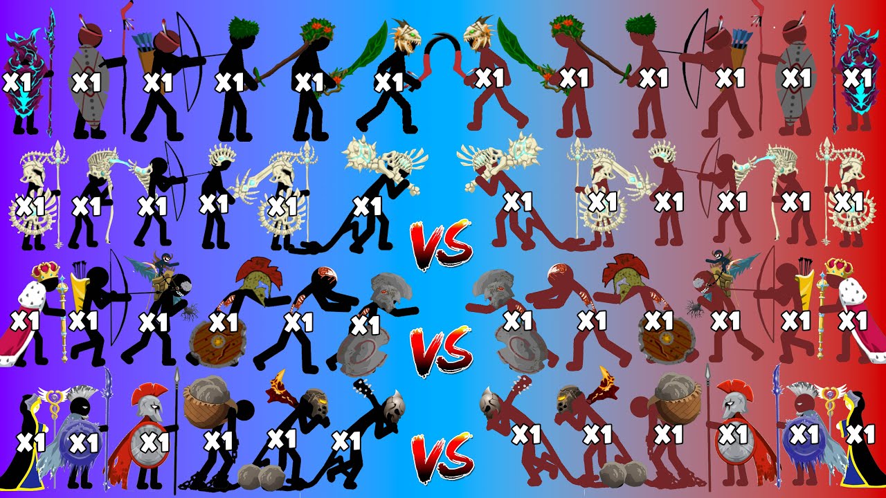X1 VS X1 - PvP - All Stick figures Skins Units Army || Stick War Legacy -  Who Will Win?