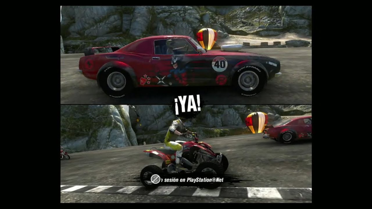 MotorStorm: Apocalypse (Español) de Playstation 3 (PS3). Gameplay de 2 jugadores a pantalla dividida