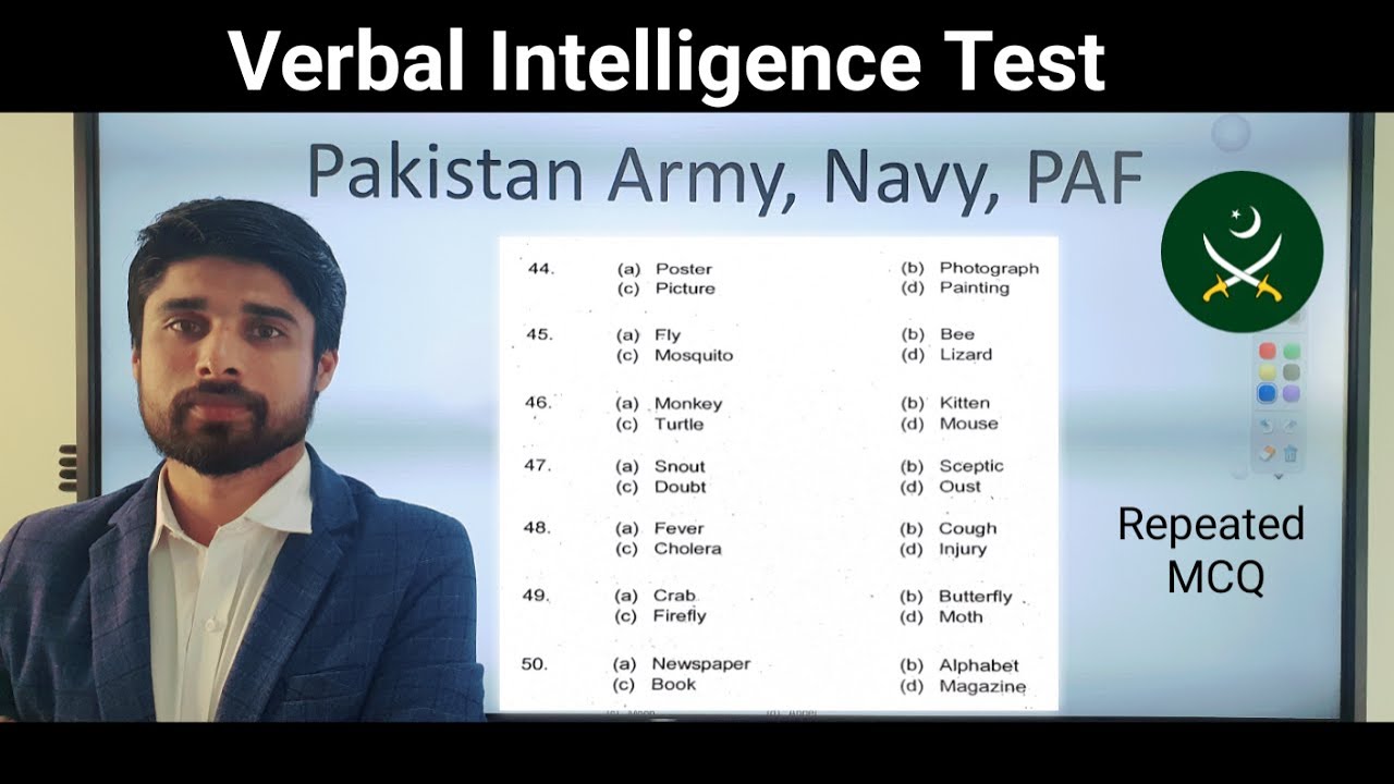 Verbal Intelligence Test (Choose Odd Men Out) | PMA/AFNS/GDP/TCC/LCC
