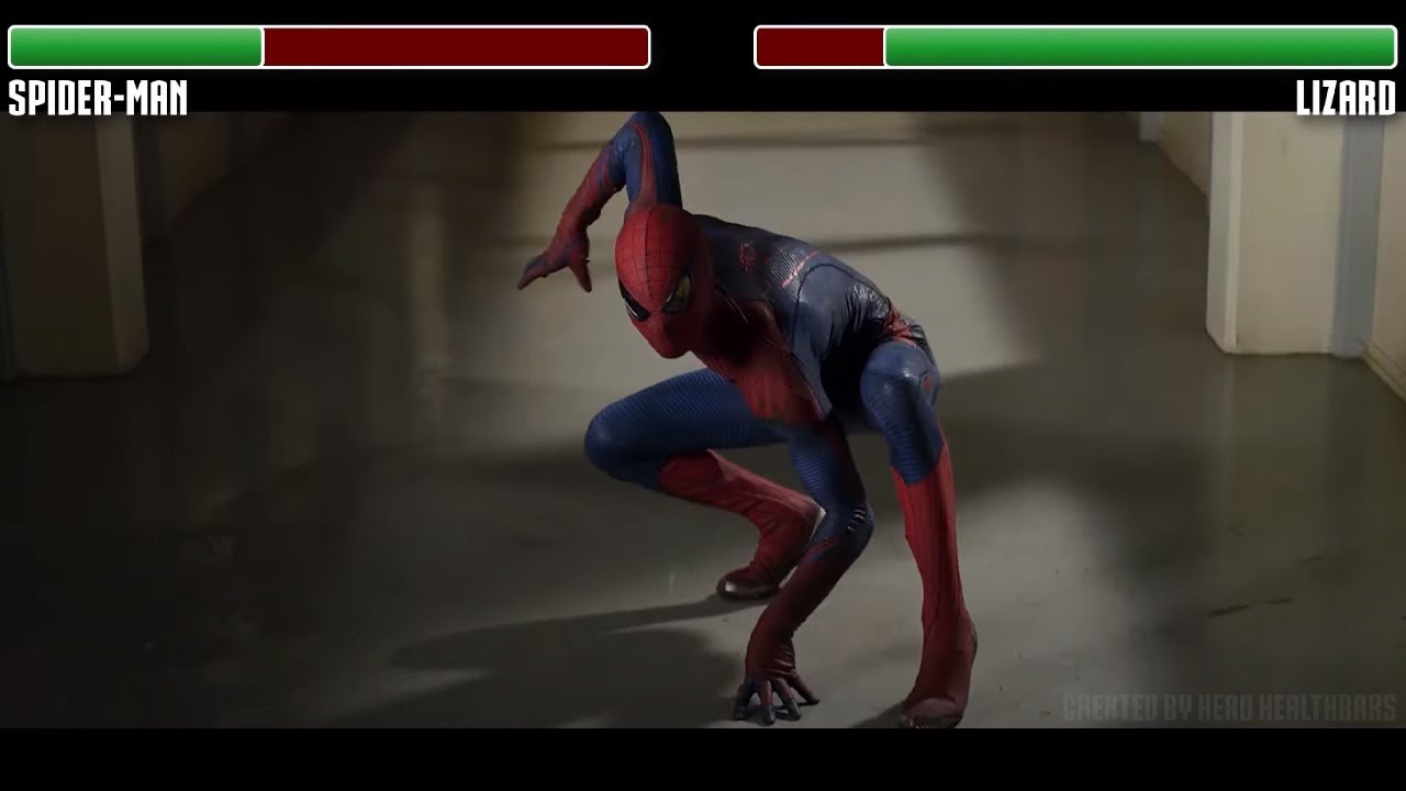 Spider-Man vs. Lizard WITH HEALTHBARS | School Fight | HD | The Amazing Spider-Man