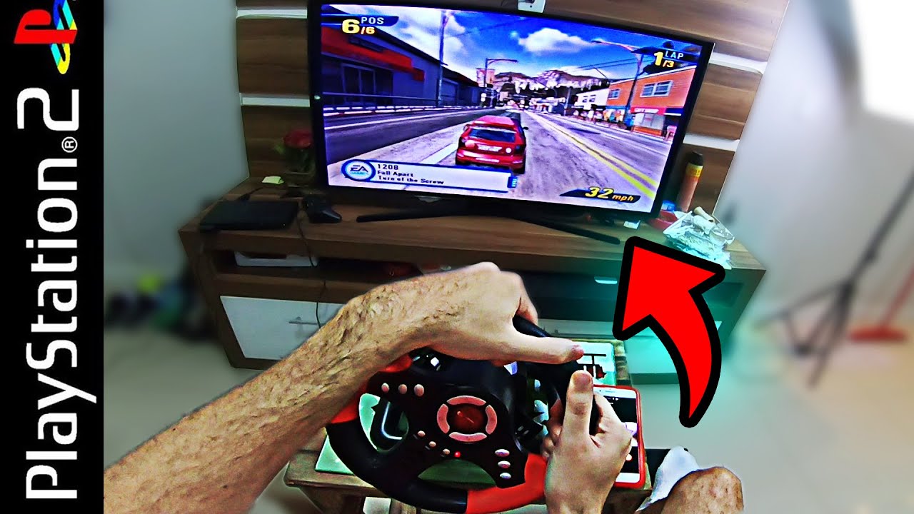 CONSEGUI UM VOLANTE PRO PLAYSTATION 2!!! OLHA SÓ