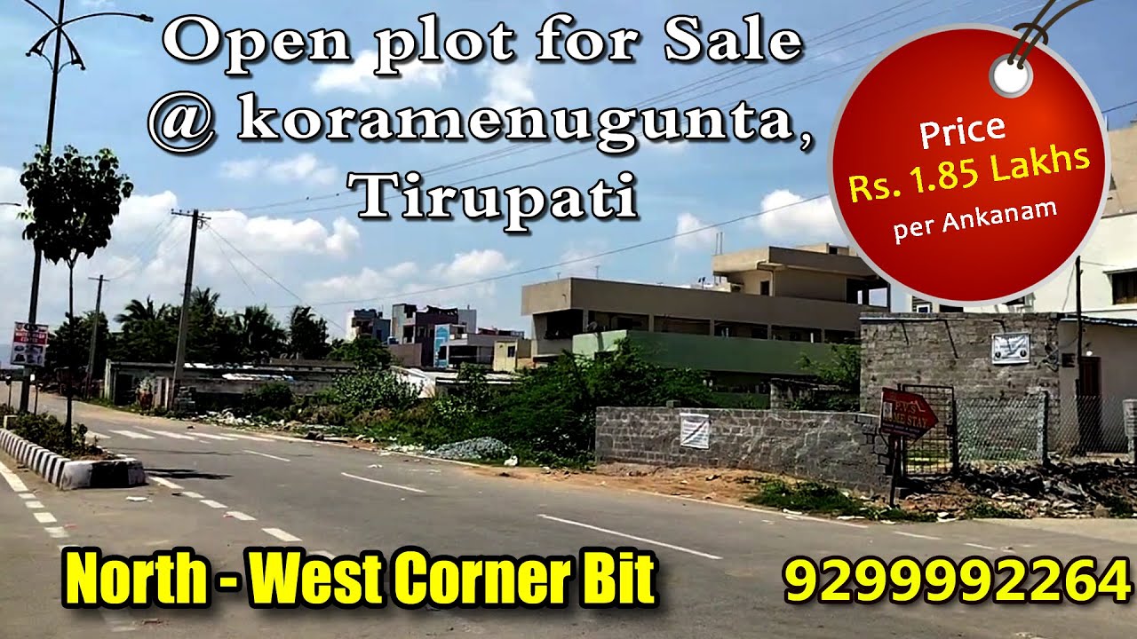 North - West Corner Open plot for Sale @ koramenugunta , Tirupathi