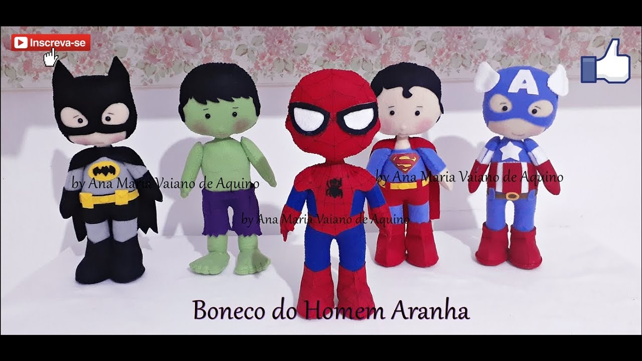 Boneco do Homem Aranha em Feltro com Molde e Passo a Passo