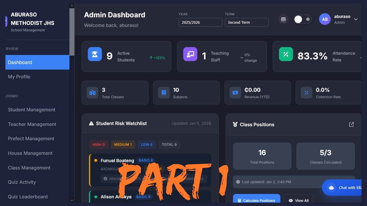 Eredda School Management System-School settings