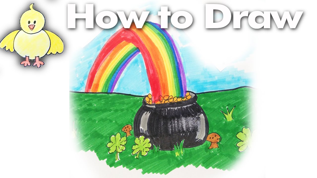 Drawing: How To Draw A Pot of Gold at the End of the Rainbow
