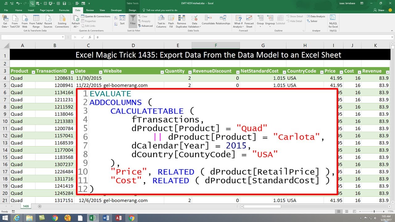 Excel Magic Trick 1435: DAX Query to Export Data from Data Model to Excel Sheet & Much More!
