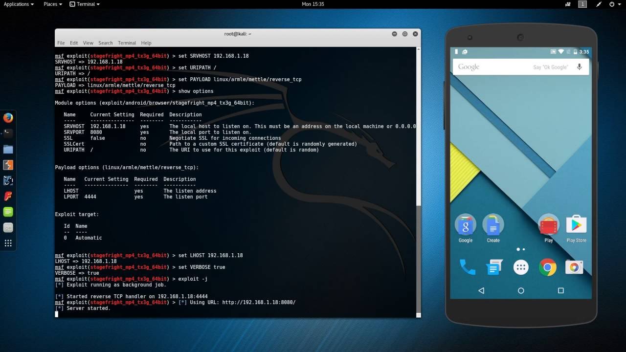 Stagefright Exploit Demo - CVE 2015-3864 Metasploit Module