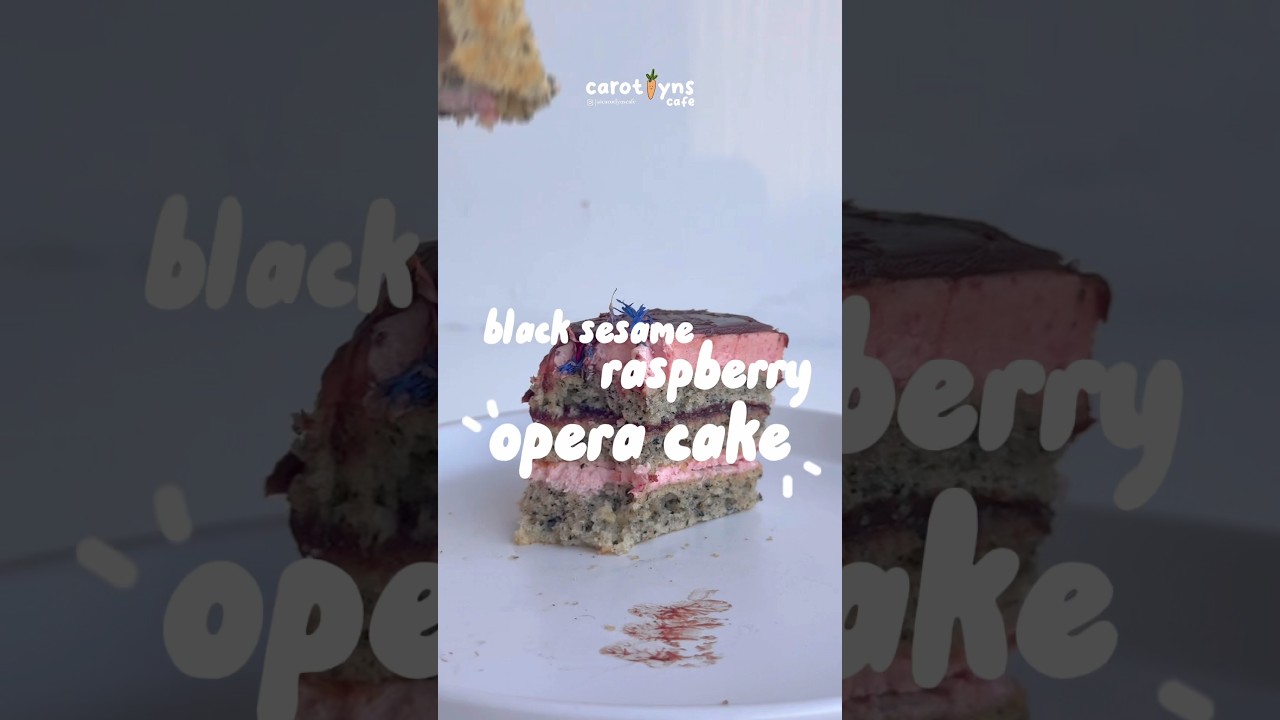 black sesame raspberry opera cake 🍰✨ - asian fusion dessert #asianfusion #dessert #baking