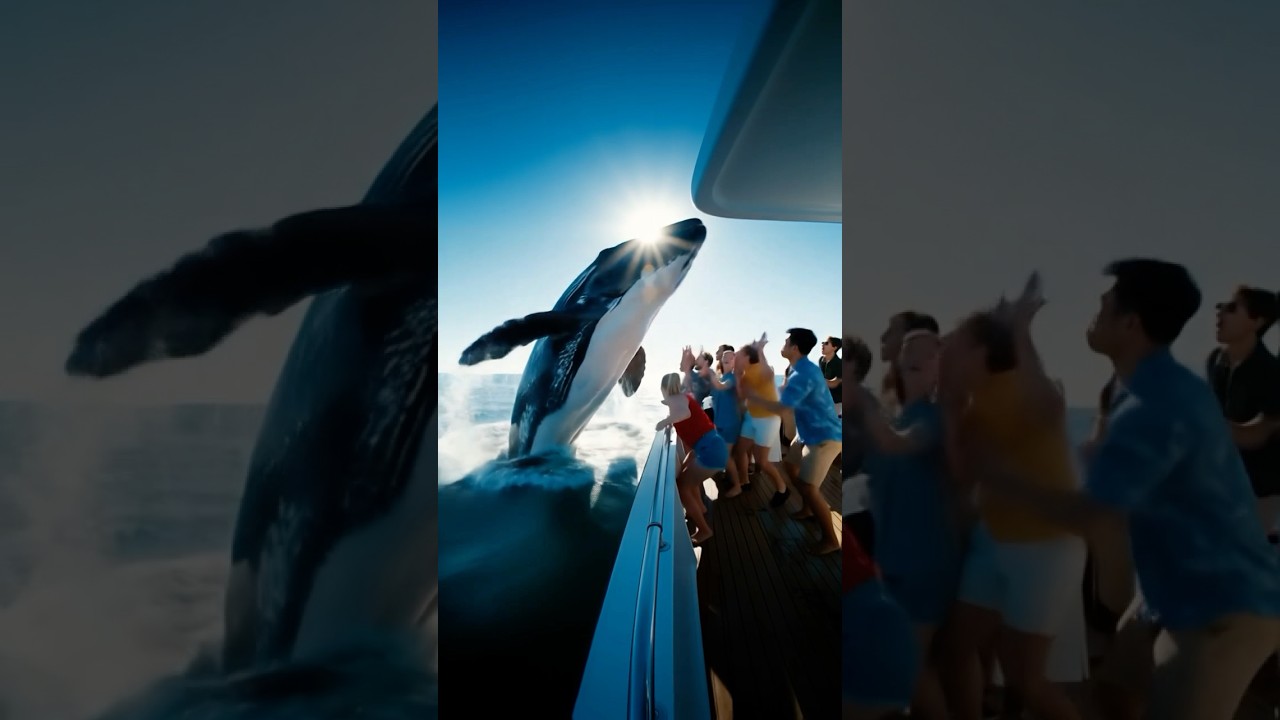 Huge Whale Jumps on Boat!