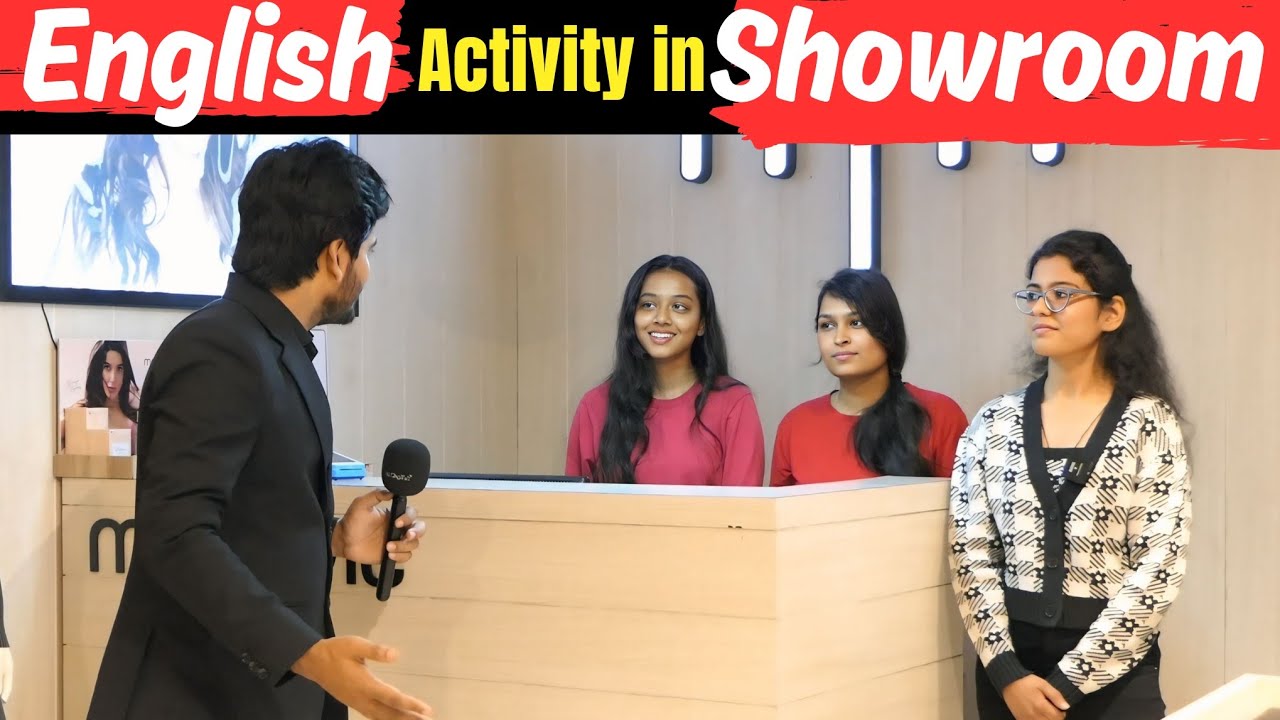 English speaking activity at showroom | outdoor Spoken English activity by WellTalk Institute