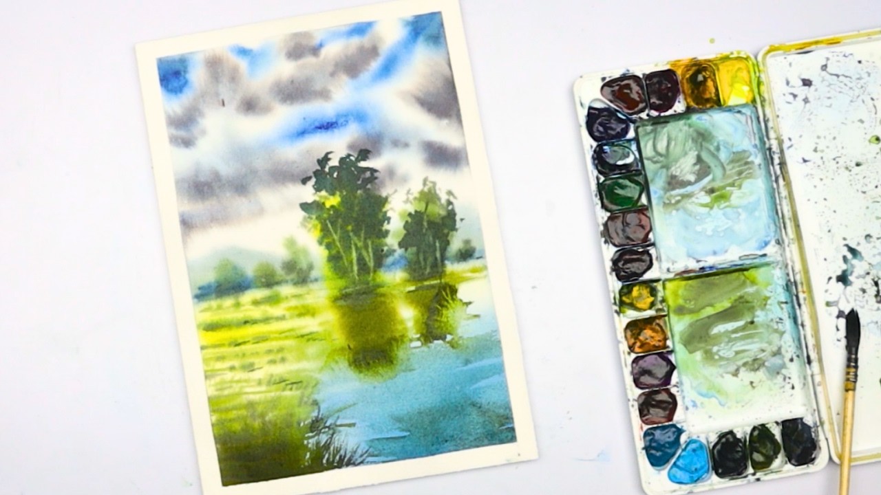 How To Paint Sky - Simple And Easy Watercolor Painting Ideas - Ashutosh Art Station