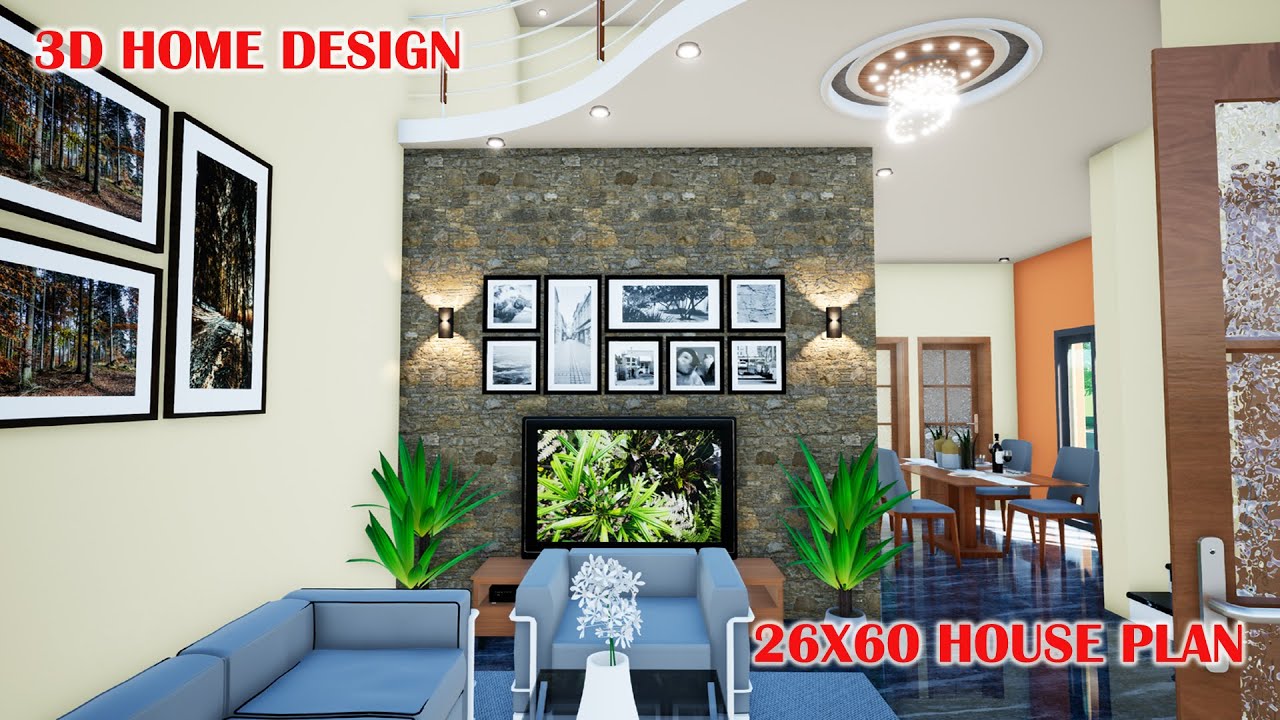 26*50 house plans - 26*50 house design - 3 bedroom duplex house design