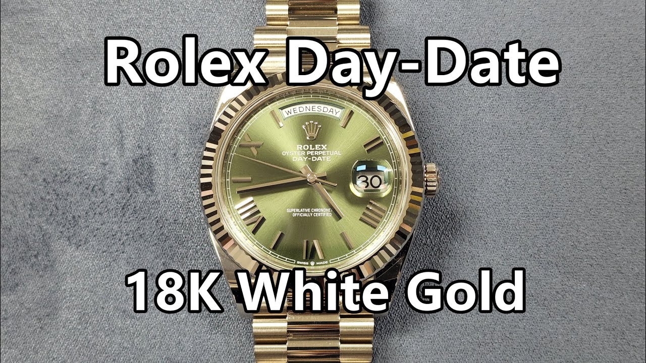 Rolex Day-Date 18K White Gold Olive Green Dial (228239)