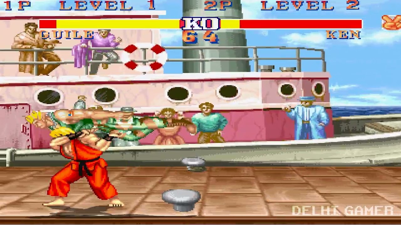 Guile Ultimate Kick vs Ken Deadly Move - Street Fighter II