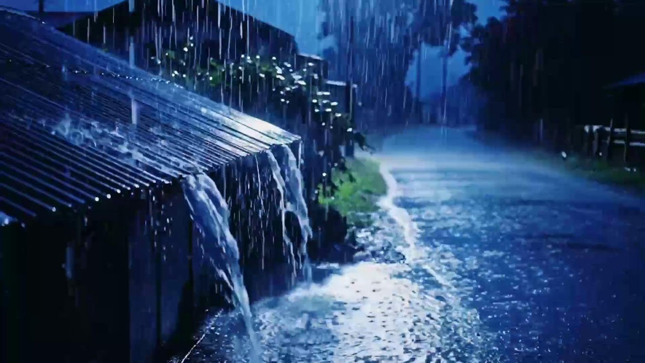 Midnight Rural ASMR: Relentless Heavy Rain Falling Over Quiet Fields and Sleeping Homes 60