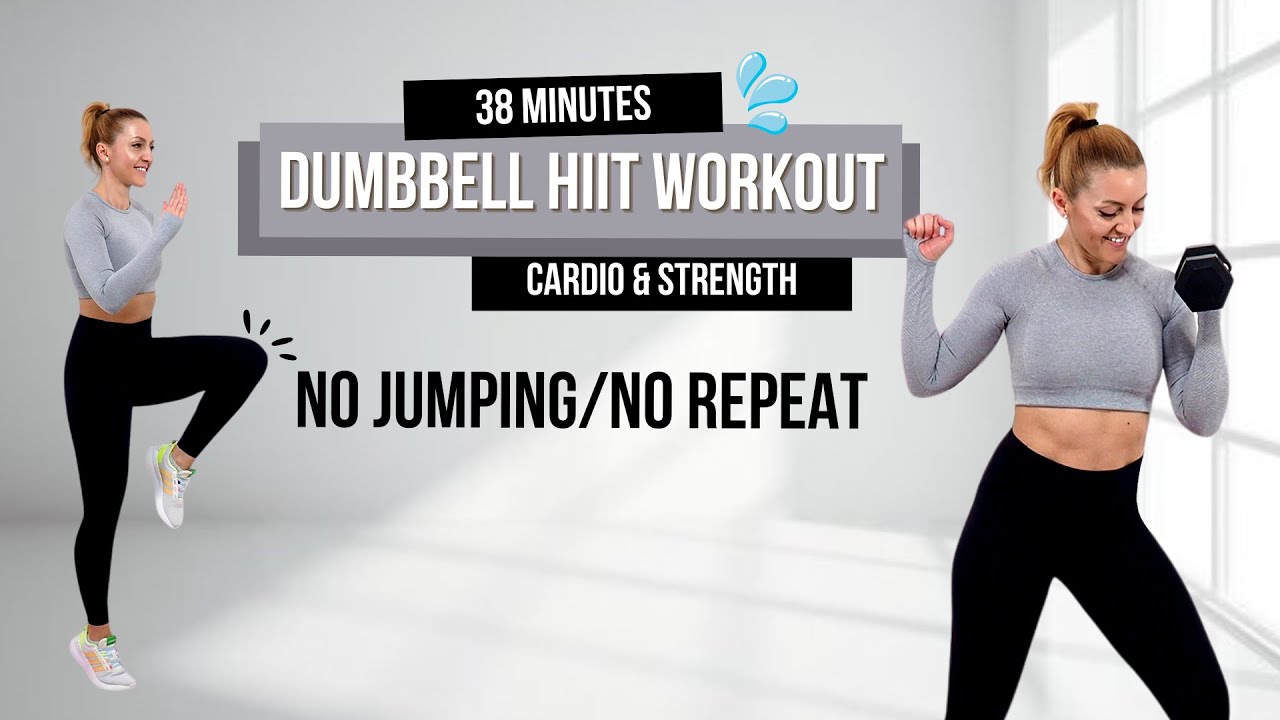 🔥38 MIN NO JUMPING ALL STANDING HIIT With One Weight🔥No Repeat🔥Low Impact Home Workout🔥